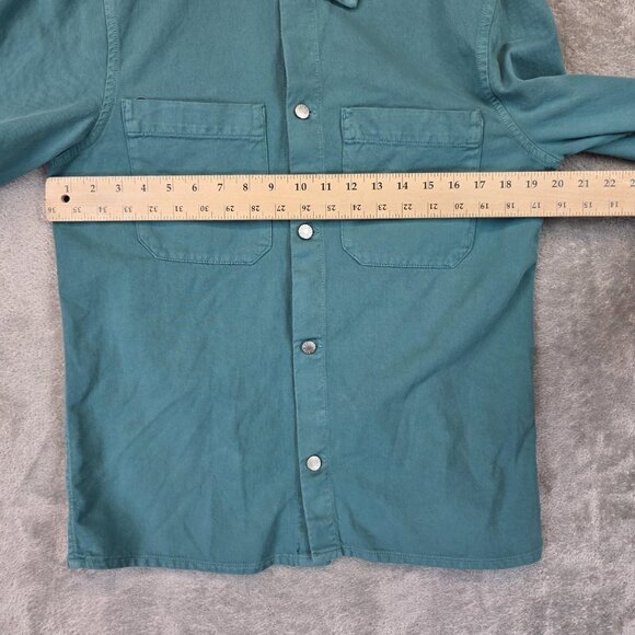 Zara Shirt Mens Medium Blue Green Button Up Long Sleeve Utility Pockets Cotton - Picture 5 of 9